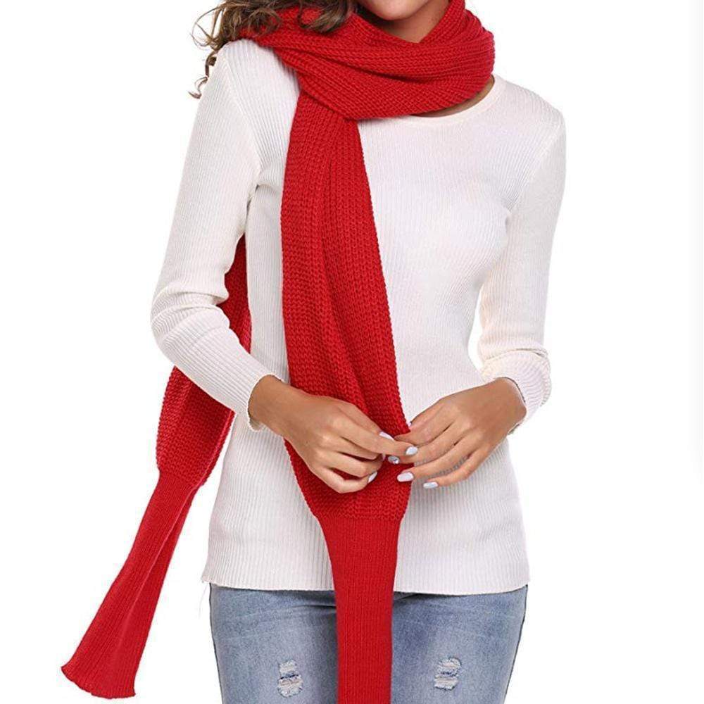 Autumn & Winter Fashion Crochet Knitted Scarf Shawl with Sleeves