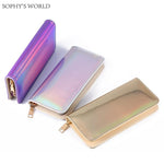 Hologram Zipper Clutch Wallet Women Long Wallets Money Purse Female Slim Wallet Organizer Card Holder Phone Coin Purse