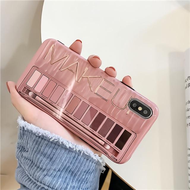 Makeup Phone Case For iPhone 7 X XR XS Max Eye Shadow Palette For iPhone 6 6s 7 8 plus Luxury Fashion Soft Silicone Case Cover