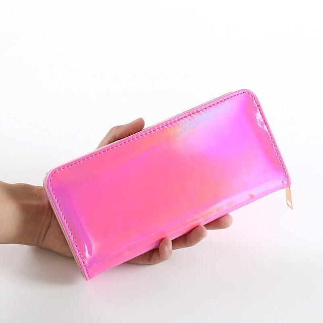 Hologram Zipper Clutch Wallet Women Long Wallets Money Purse Female Slim Wallet Organizer Card Holder Phone Coin Purse