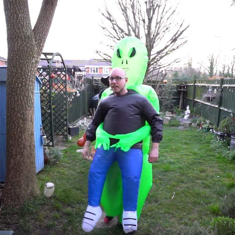 Green Alien Carrying Human Costume