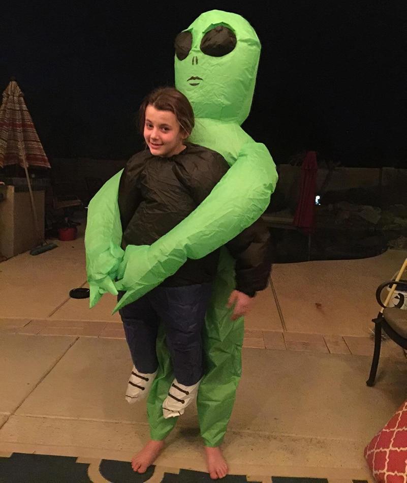 Green Alien Carrying Human Costume