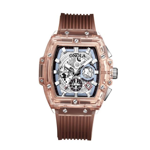 ONOLA Brand Transparent Plastic Watch Men Women clock 2019 Fashion Sports casual cool unique Quartz Luxury square Mens Watch