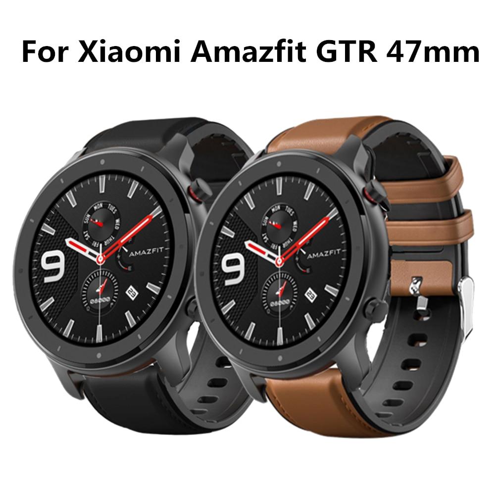 22mm Bracelet For Amazfit GTR Strap For Xiaomi Huami Amazfit gtr Pace/1 Stratos/2 Smart Watch Band Leather + Silicone Watchband