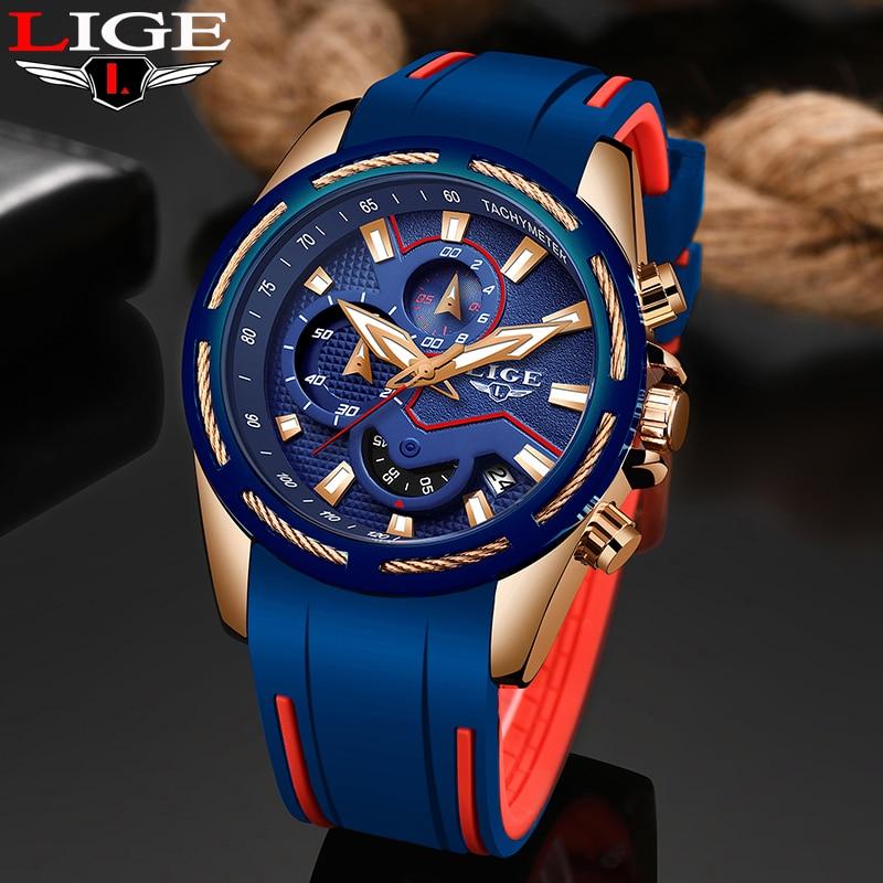 LIGE Fashion Mens Watches Top Brand Luxury Multi-function dial Sports Watch Men Date Waterproof Quartz Clock Relogio Masculino