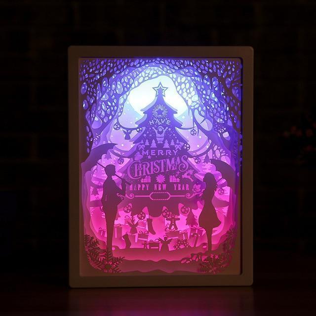 3D Light and Shadow Night Lamp Paper Carving Art