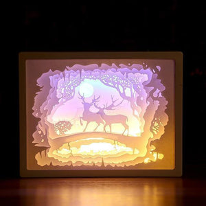 3D Light and Shadow Night Lamp Paper Carving Art