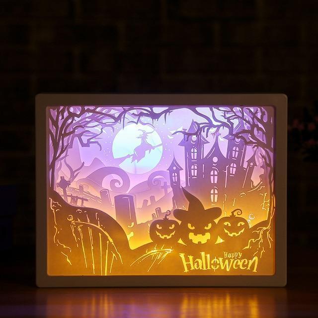 3D Light and Shadow Night Lamp Paper Carving Art