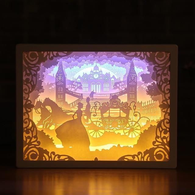 3D Light and Shadow Night Lamp Paper Carving Art