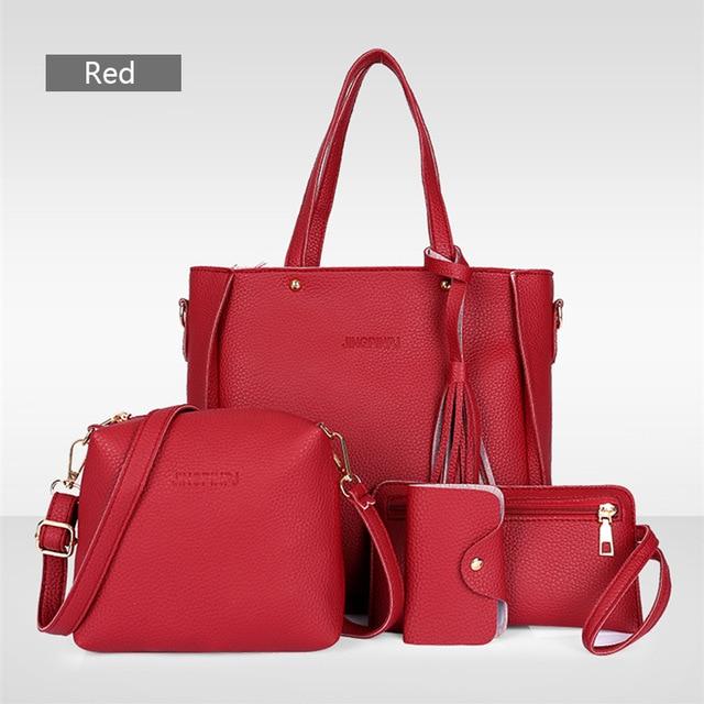 Dropshipping 4PCS Handbag Set Women PU Leather Shoulder Bag A435