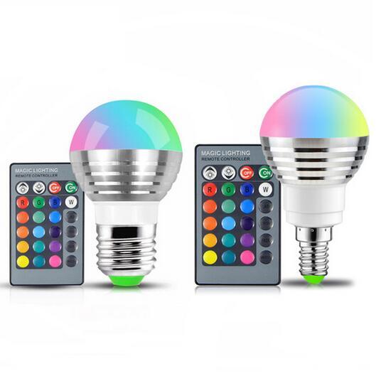 110V 220V 85-265V E27 E14 RGB LED bulb 16 Color Magic LED Night Light Lamp Dimmable Stage Light / 24key Remote Control holiday