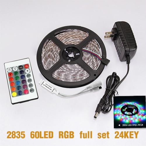 DC 12V LED Strip Light Flexible Diode Ribbon Tape RGB SMD 2835 5050 44Key Power Remote 5M 10M 15M Full Set Waterproof Lighting