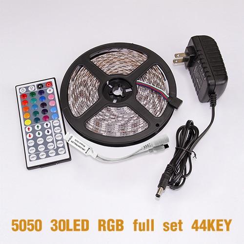 DC 12V LED Strip Light Flexible Diode Ribbon Tape RGB SMD 2835 5050 44Key Power Remote 5M 10M 15M Full Set Waterproof Lighting