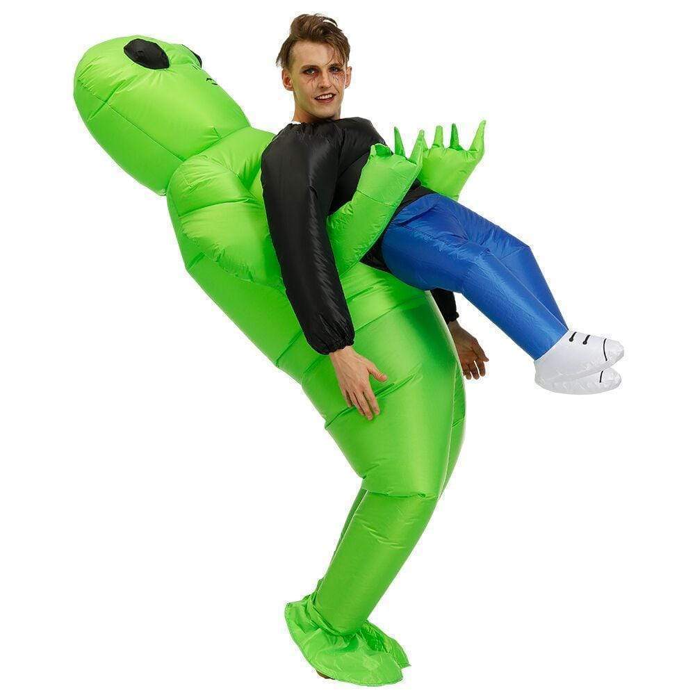 Green Alien Carrying Human Costume