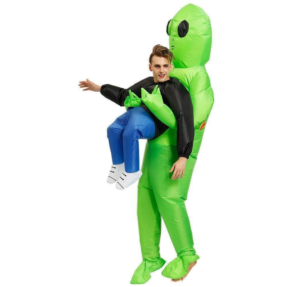 Green Alien Carrying Human Costume