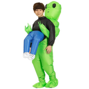 Green Alien Carrying Human Costume