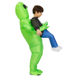 Green Alien Carrying Human Costume