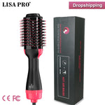 Lisapro Hot Air  Brush 2 In 1 Hair Dryer Hair Straightener Curler Comb Electric Blow Dryer With Comb Hair Brush Roller Styler