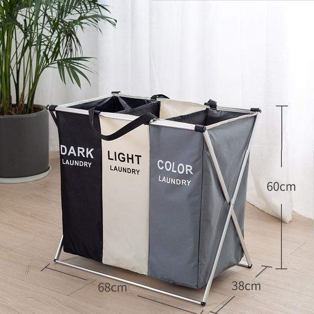 Laundry Sorter Organizer Basket 3 Bag Separator