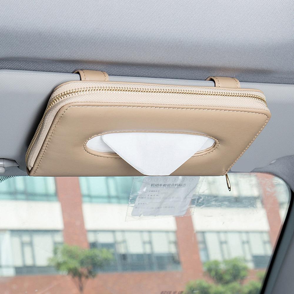 High Quality Car Auto Sun Visor Tissue Box Paper Napkin Holder Interior Accessories Towel Hanging Type Leather Patere Luxury