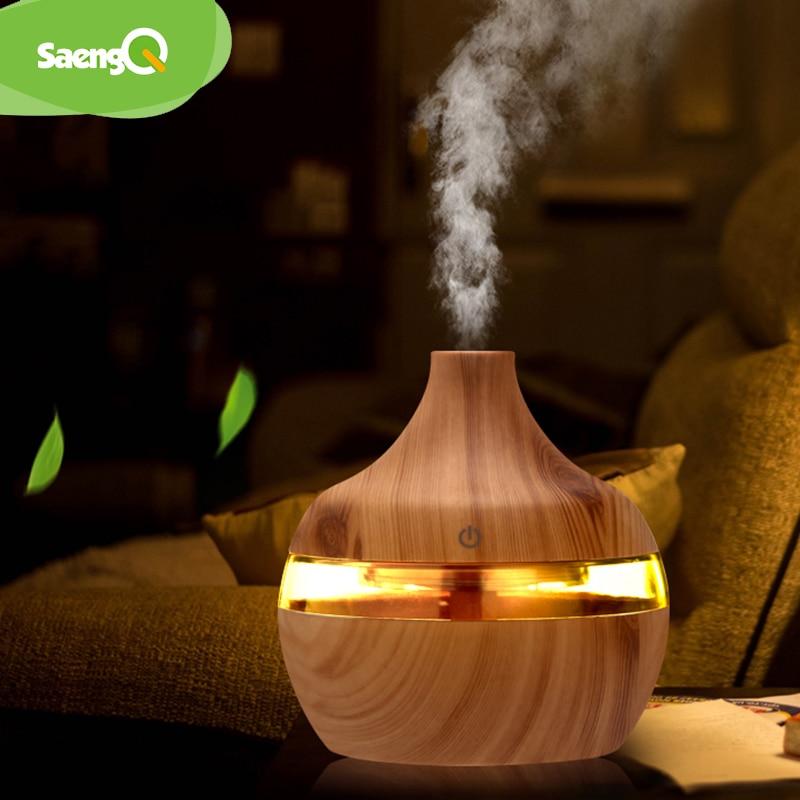 Electric Humidifier Aroma Oil Diffuser Ultrasonic Wood USB LED Light