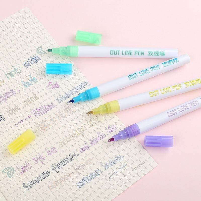 Double Line Outline Pen For Gift Card Writing & Drawing 8PCS