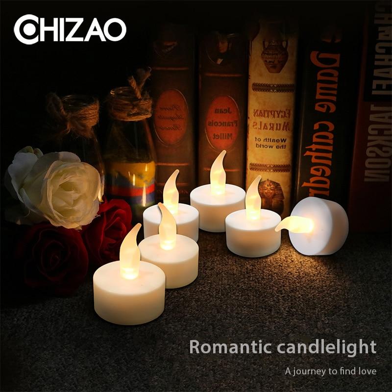 CHIZAO LED Tea Light Candles House holed velas LEDS Battery Powered Flameless Candles Lamp Church Home Decoartion Lighting