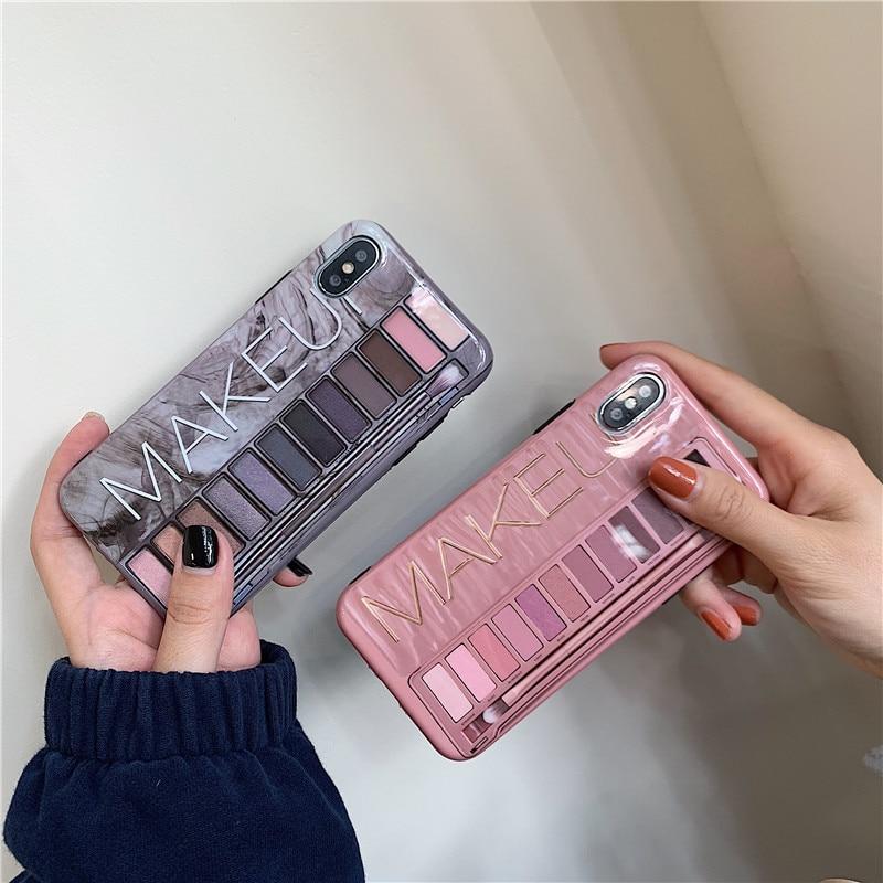 Luxury sexy makeup eye shadow box Case For iPhone 11 Pro 6 6s 7 8 Plus X XS MAX XR For iPhone 11ProMax Nude color soft Cover