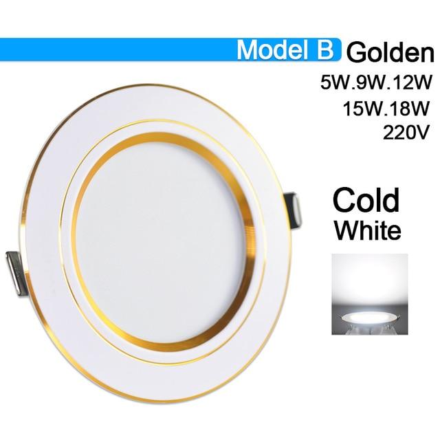 Downlight 3W 5W 9W 12W 15W 18W Spot led downlight AC 220V gold Silver White Ultra Thin Aluminum Round Recessed LED Spot Lighting