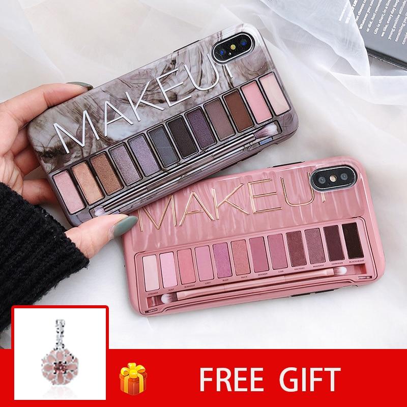 Makeup Eyeshadow Palette phone Case For iphone 11 11pro XS Max XR X XS 6 6s 7 8 plus glossy soft silicone Protection Back cover