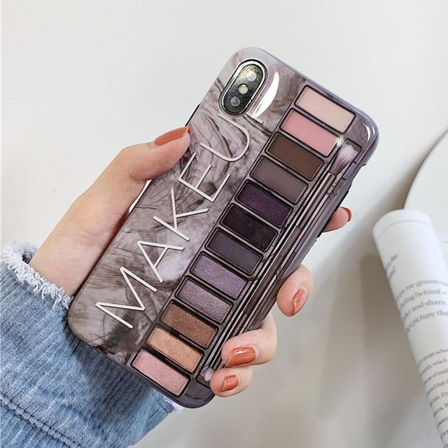 Makeup Eyeshadow Palette phone Case For iphone 11 11pro XS Max XR X XS 6 6s 7 8 plus glossy soft silicone Protection Back cover