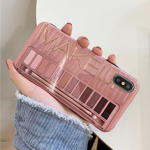 Makeup Eyeshadow Palette phone Case For iphone 11 11pro XS Max XR X XS 6 6s 7 8 plus glossy soft silicone Protection Back cover