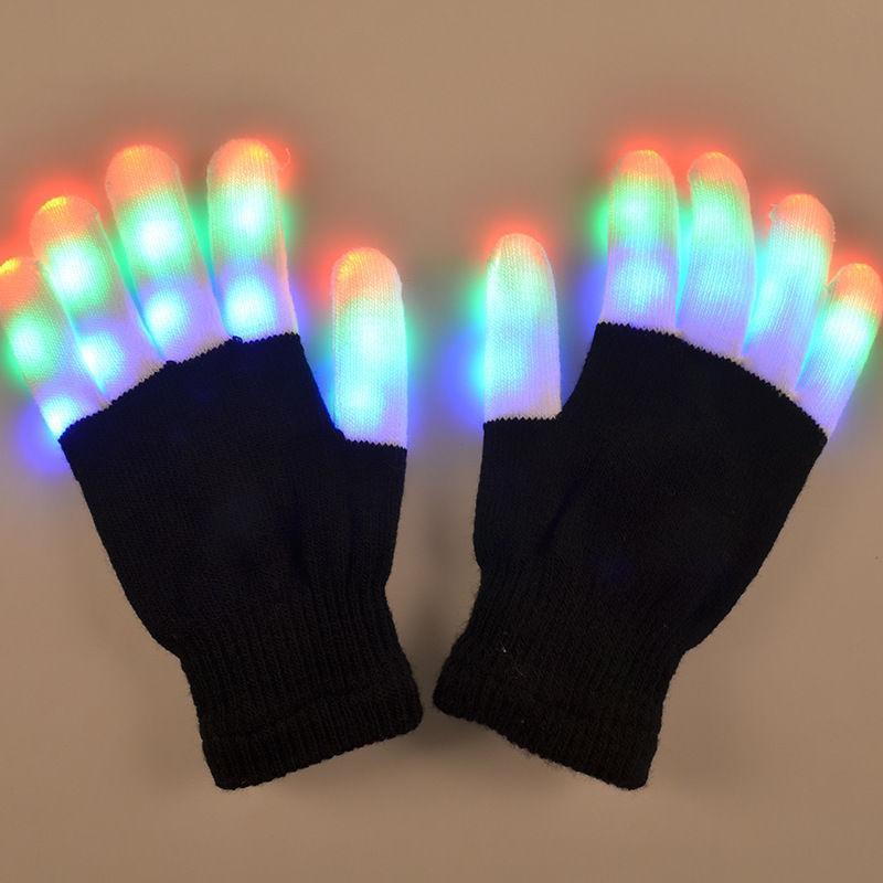 LED Gloves Finger Lights 3 Colors 6 Modes Flashing Rave Gloves