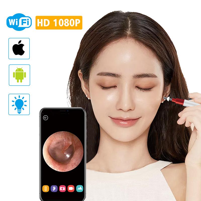 3.9mm WiFi Ear Otoscope Wireless HD1080P Digital Endoscope Ear Inspection Camera Earwax Cleaning Tool with 6 Led for IOS Android