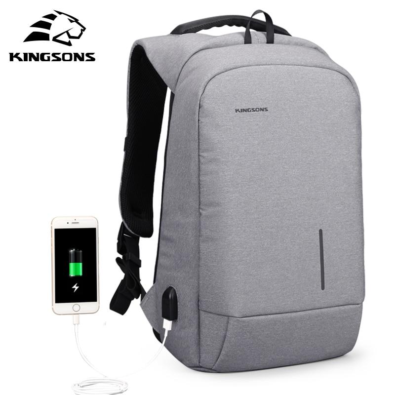 Kingsons Anti-theft Lock Backpack Phone Sucker Laptop Bags 13''15'' USB Charging Backpacks  School Bag Men's Shoulder Bags