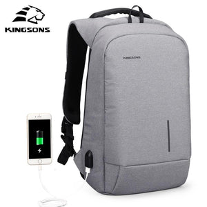 Kingsons Anti-theft Lock Backpack Phone Sucker Laptop Bags 13''15'' USB Charging Backpacks  School Bag Men's Shoulder Bags