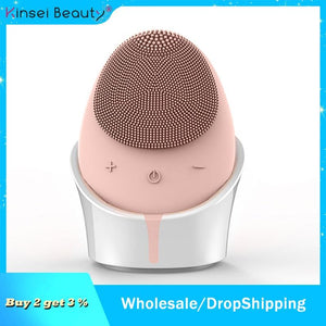 Electric Facial Cleansing Brush Sonic Vibration Silicone Face Washing Brush Massage Deep Cleansing Machine Wireless Charging