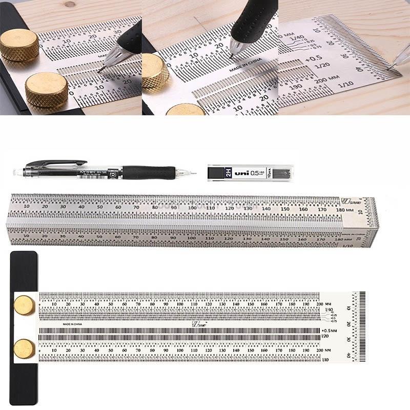 Woodworking Scribe 180-400mm T-type Ruler Hole Scribing ruler crossed-out tool Line Drawing Marking Gauge DIY Measuring Tool