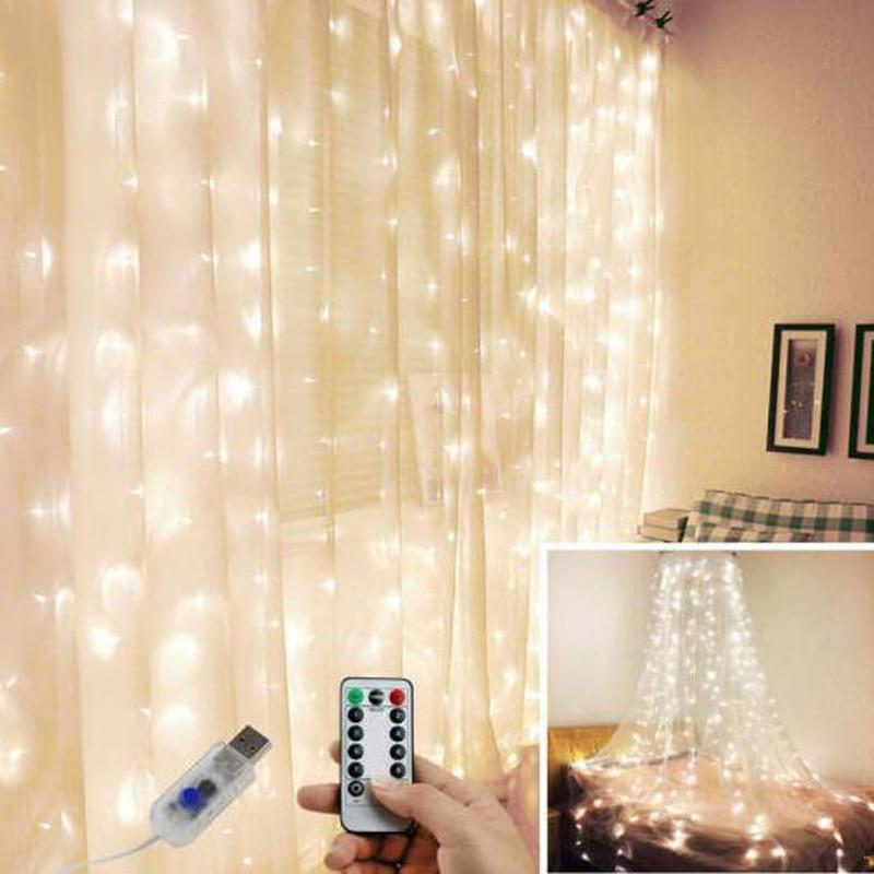 3M USB LED Curtain String Lights Remote Control Christmas Fairy Lights garland Lighting For Party Wedding Bedroom Decoration