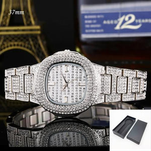 Full Bling Diamonds Watch Men ICED-OUT Hip Hop Womens Quartz Watches Gold Stainless Steel Relogio Reloj Hombre Unisex Clock Hour