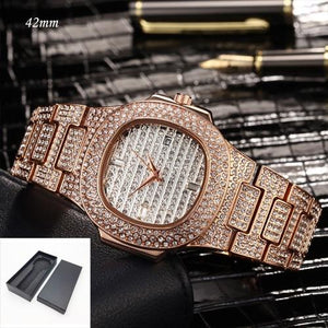 Full Bling Diamonds Watch Men ICED-OUT Hip Hop Womens Quartz Watches Gold Stainless Steel Relogio Reloj Hombre Unisex Clock Hour