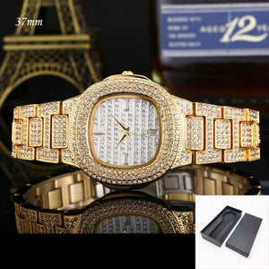 Full Bling Diamonds Watch Men ICED-OUT Hip Hop Womens Quartz Watches Gold Stainless Steel Relogio Reloj Hombre Unisex Clock Hour