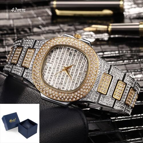 Full Bling Diamonds Watch Men ICED-OUT Hip Hop Womens Quartz Watches Gold Stainless Steel Relogio Reloj Hombre Unisex Clock Hour