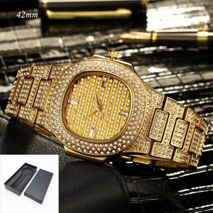 Full Bling Diamonds Watch Men ICED-OUT Hip Hop Womens Quartz Watches Gold Stainless Steel Relogio Reloj Hombre Unisex Clock Hour