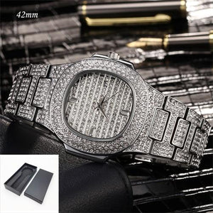 Full Bling Diamonds Watch Men ICED-OUT Hip Hop Womens Quartz Watches Gold Stainless Steel Relogio Reloj Hombre Unisex Clock Hour