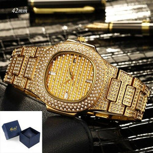 Full Bling Diamonds Watch Men ICED-OUT Hip Hop Womens Quartz Watches Gold Stainless Steel Relogio Reloj Hombre Unisex Clock Hour