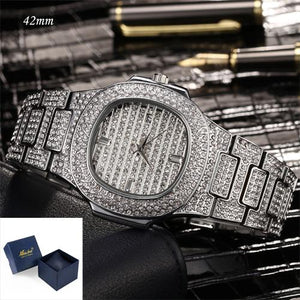 Full Bling Diamonds Watch Men ICED-OUT Hip Hop Womens Quartz Watches Gold Stainless Steel Relogio Reloj Hombre Unisex Clock Hour