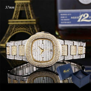 Full Bling Diamonds Watch Men ICED-OUT Hip Hop Womens Quartz Watches Gold Stainless Steel Relogio Reloj Hombre Unisex Clock Hour