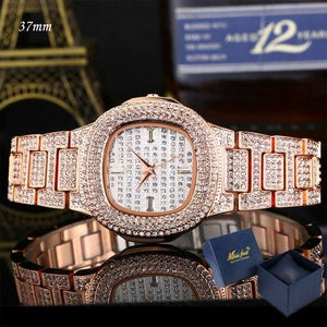 Full Bling Diamonds Watch Men ICED-OUT Hip Hop Womens Quartz Watches Gold Stainless Steel Relogio Reloj Hombre Unisex Clock Hour