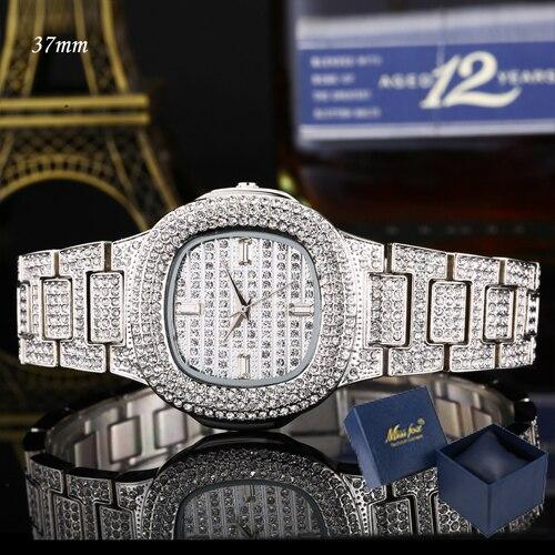 Full Bling Diamonds Watch Men ICED-OUT Hip Hop Womens Quartz Watches Gold Stainless Steel Relogio Reloj Hombre Unisex Clock Hour